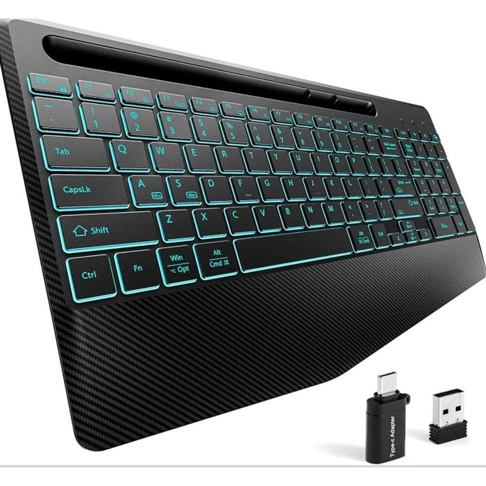 Hamile Wireless Keyboard Mouse Combo 2.4G 7 Color Comfortable Breathing Black